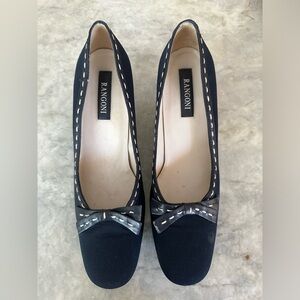Navy Blue Bow Tie Rangoni Heels